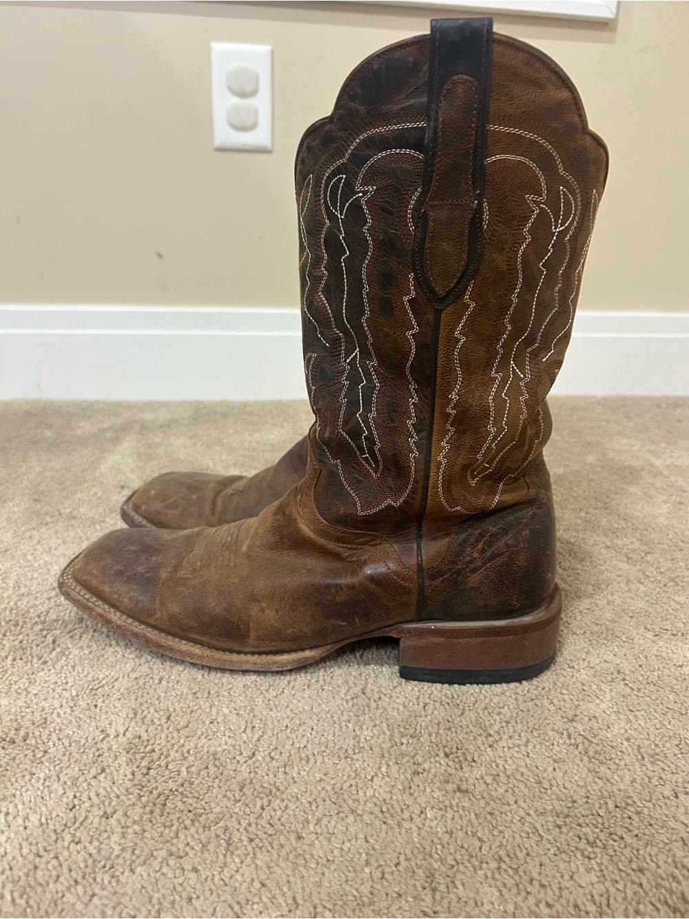 J.B. Dillon Brown Leather Western Cowboy Boots